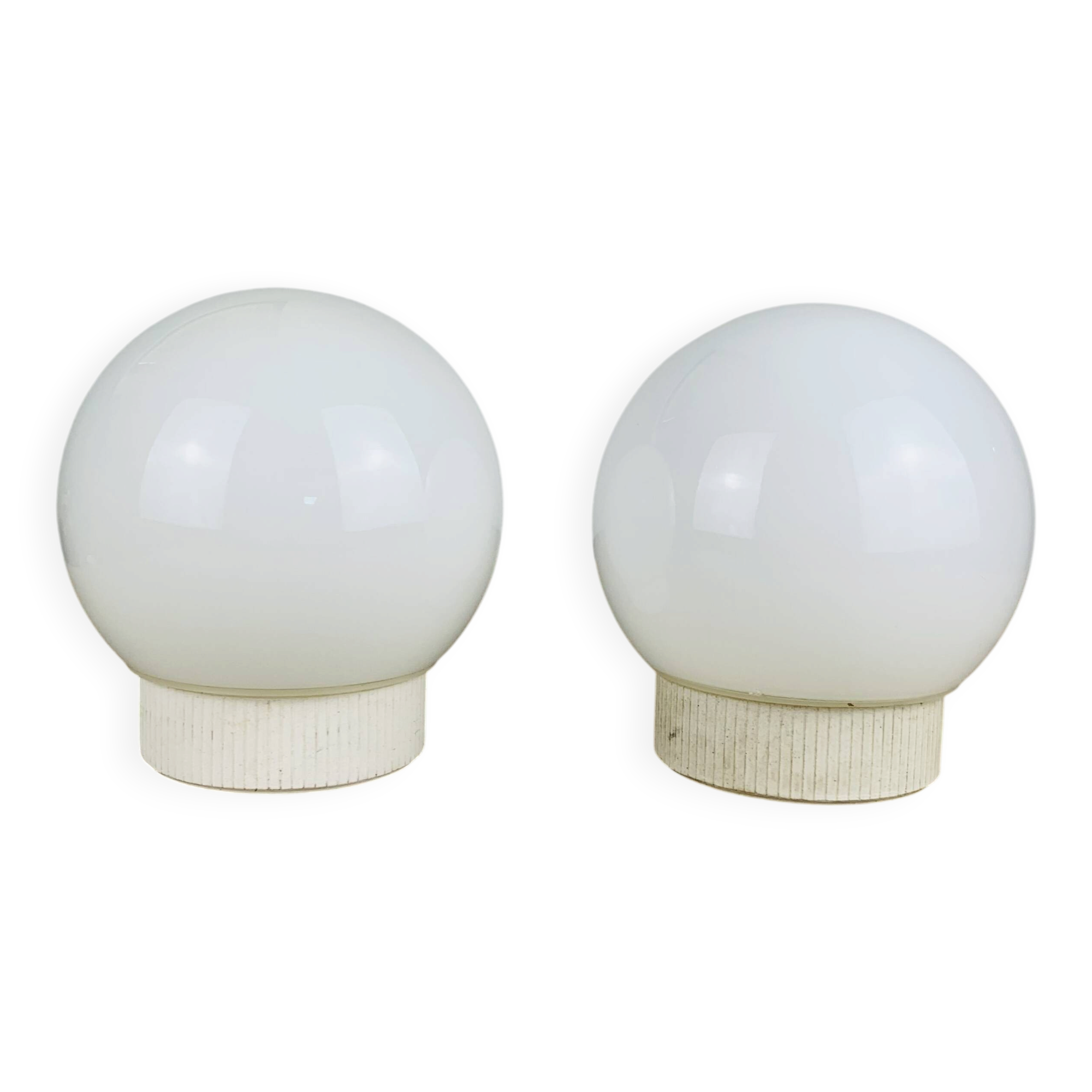 Pair of vintage opaline globe wall lights, ceiling lights
