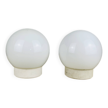 Pair of vintage opaline globe wall lights, ceiling lights