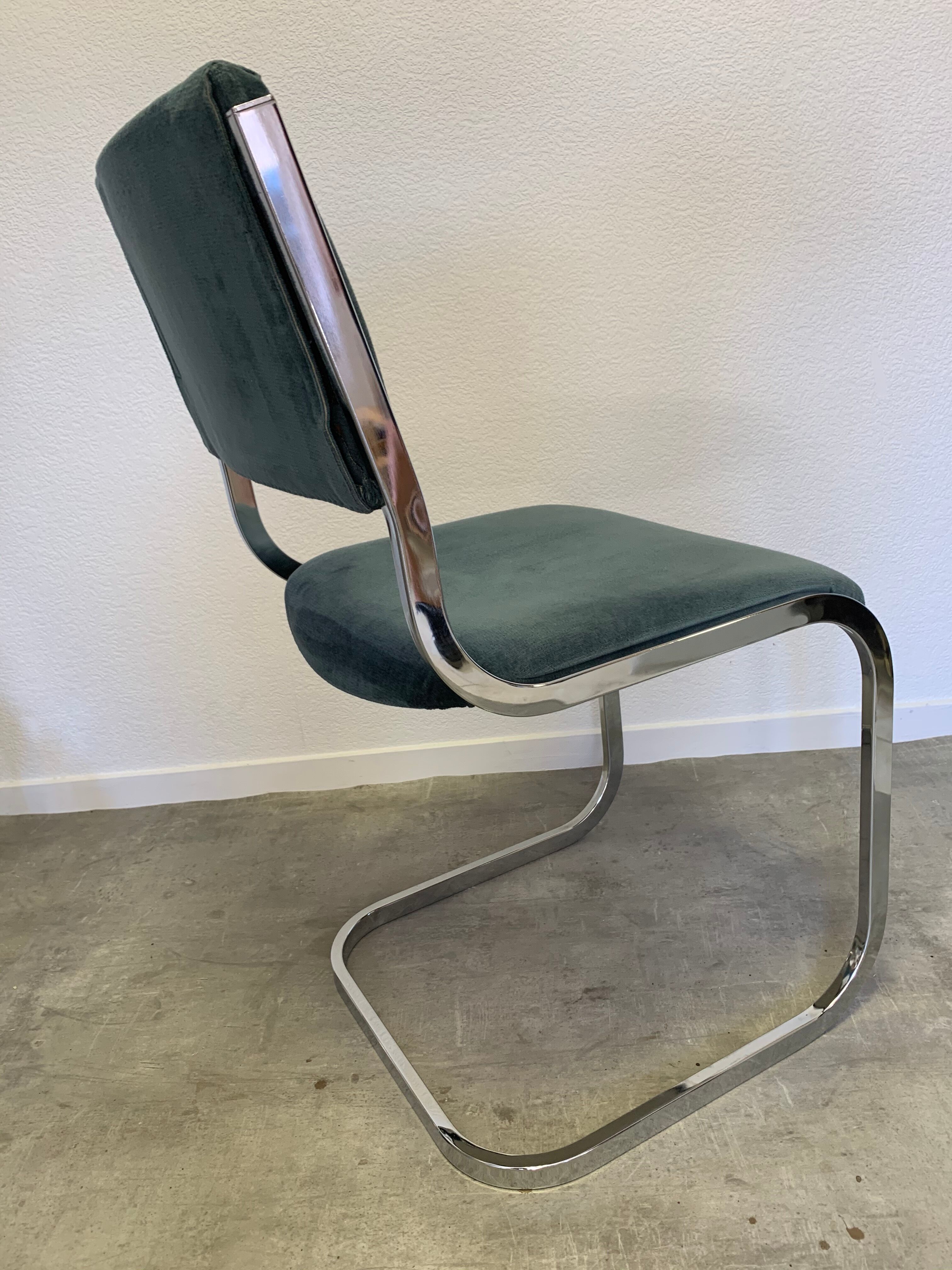 Pair of chrome blue chairs  70