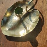 Vintage candle holder in golden brass