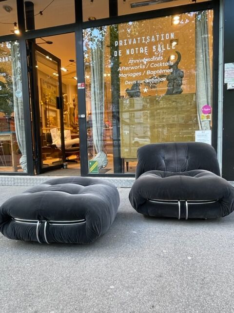 Fauteuil et ottoman modèle Soriana de Tobia Scarpa édition Cassina