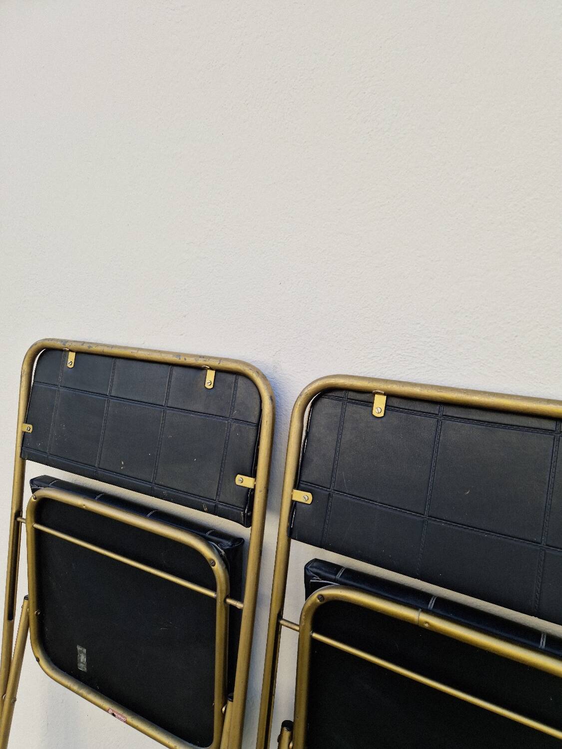 Pair of vintage 1950s Lafuma black folding chairs