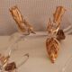 Glass knife rest with bird and golden leaf (set of 6)