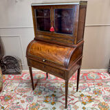 Louis XVI/18th century mahogany roll-top desk forming a display case