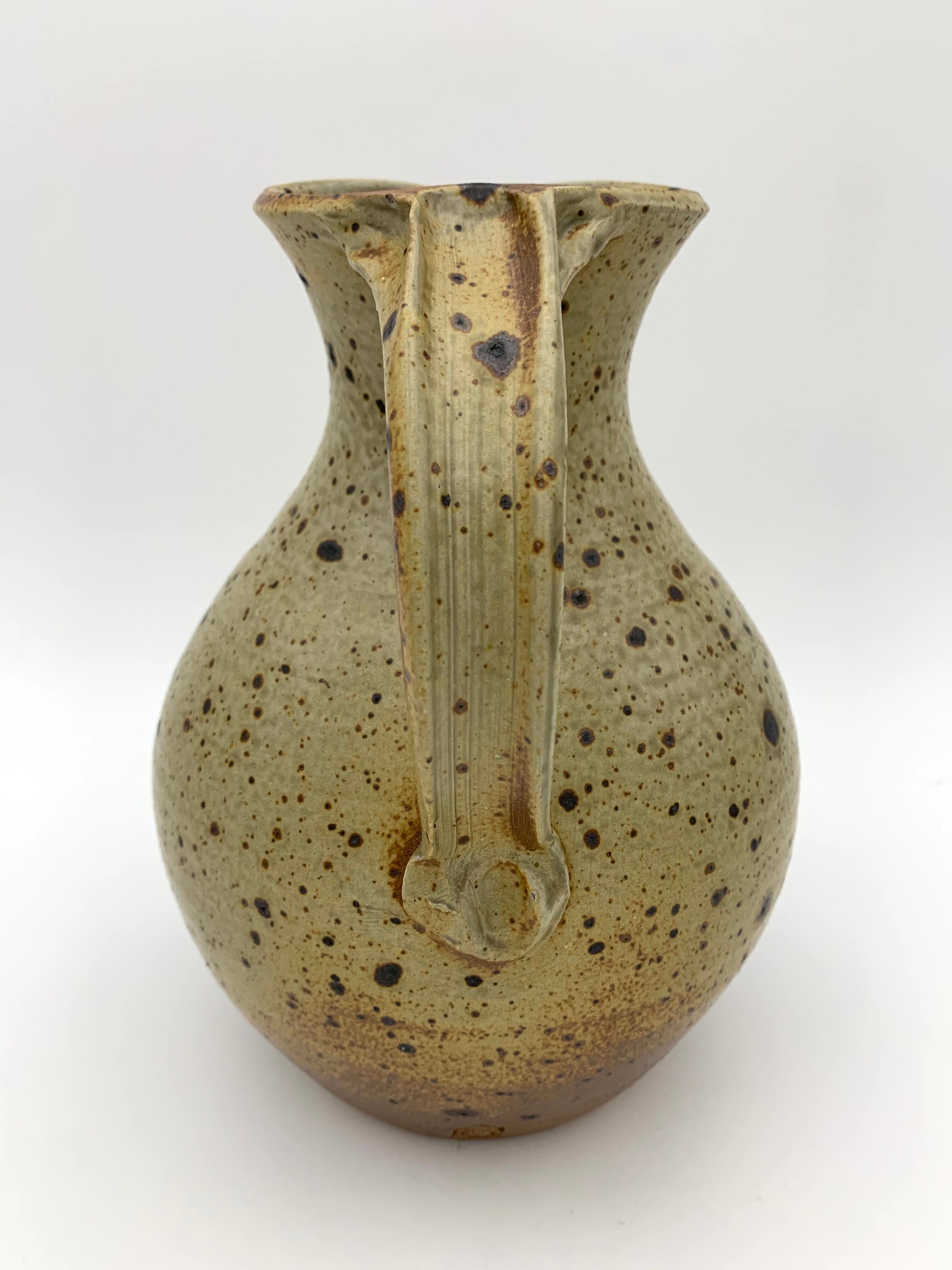 Vintage pyrity sandstone pitcher, Charles Gaudry Workshops, Puisaye Sandstone - 1970s