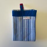 Two-tone blue and white striped tea towel