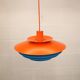 Unique blue and orange pendant lamp by Form Light model 52610, Denmark 70s.