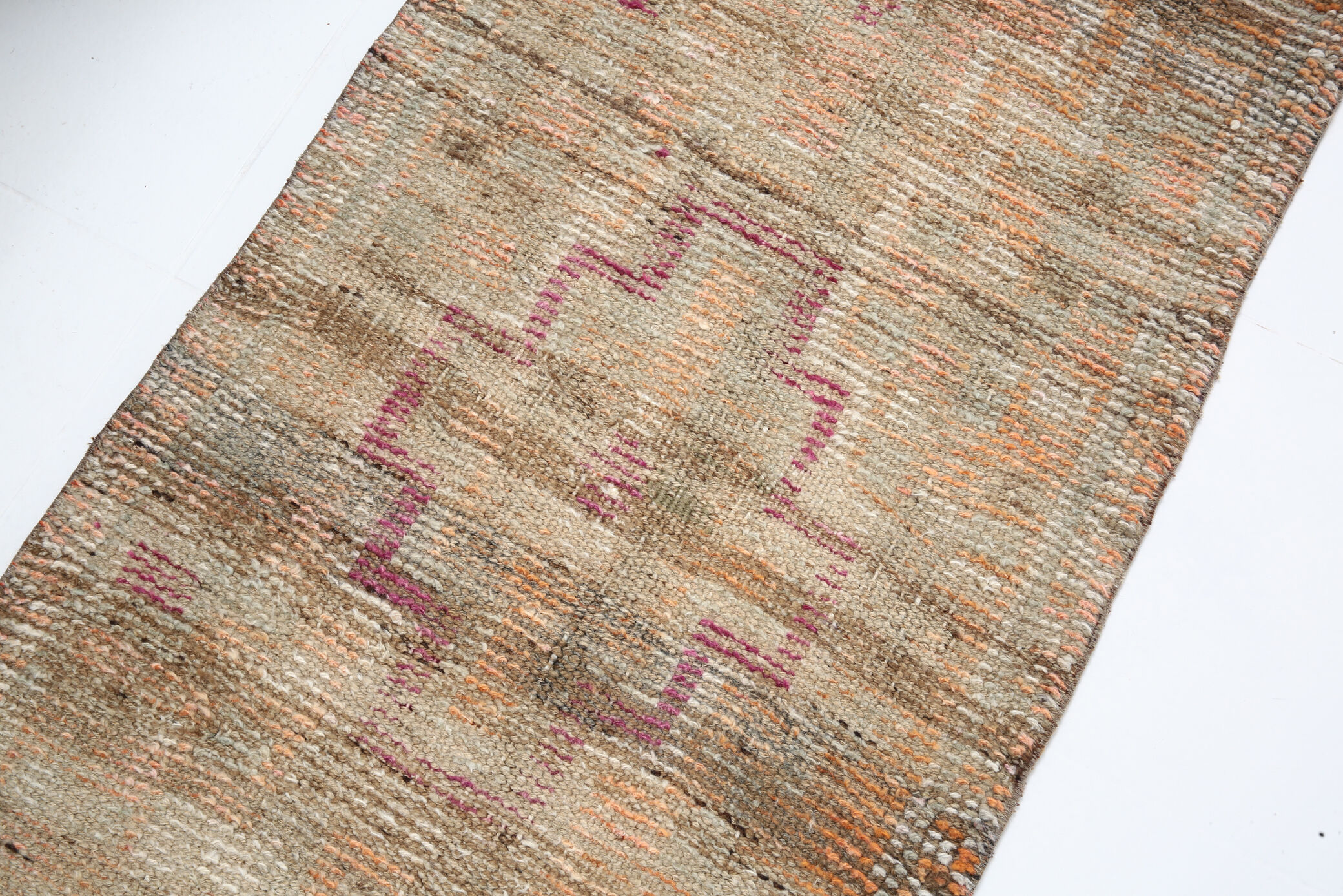 1960s antique wool vintage runner rug