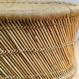 Honeycombed chaise longue bamboo and vintage rattan