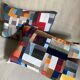 Patchwork cushions made from upholstery fabric