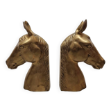 Mid-century brass bookends horse heads