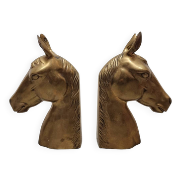 Porte-livres en laiton des années 50 en forme de têtes de cheval