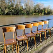 Series of 6 vintage old restaurant bistro chairs - 1950s