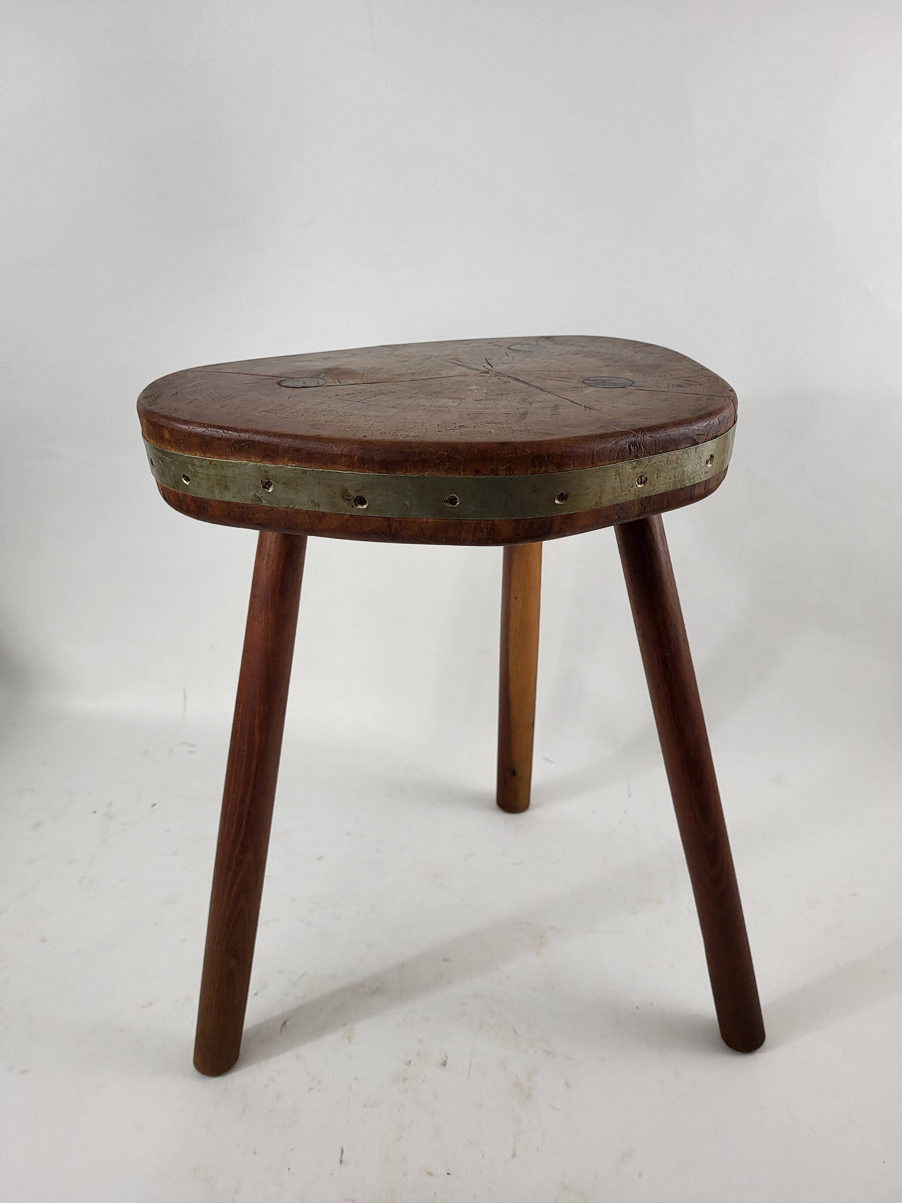 Brutalist wooden stool