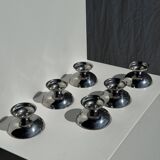 Set of 6 silver metal ice cream cups with small base D9 H5.5