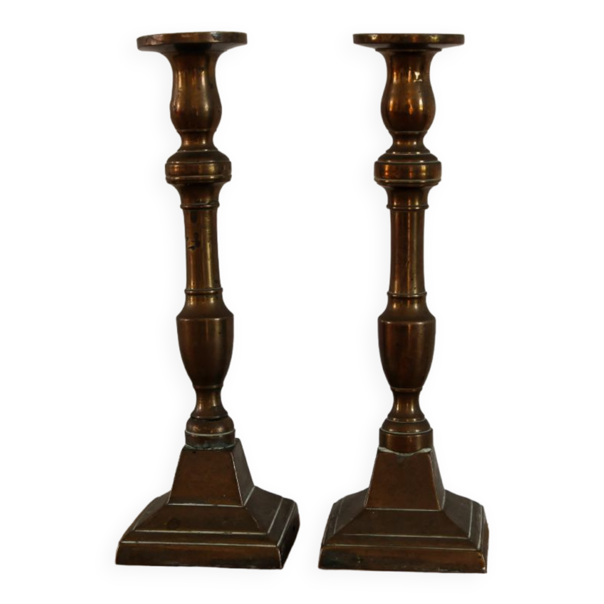 Pair of copper candle holders
