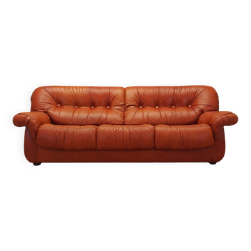 Canapé en cuir rouge, design italien, années 1970, fabricant : PelleRossi