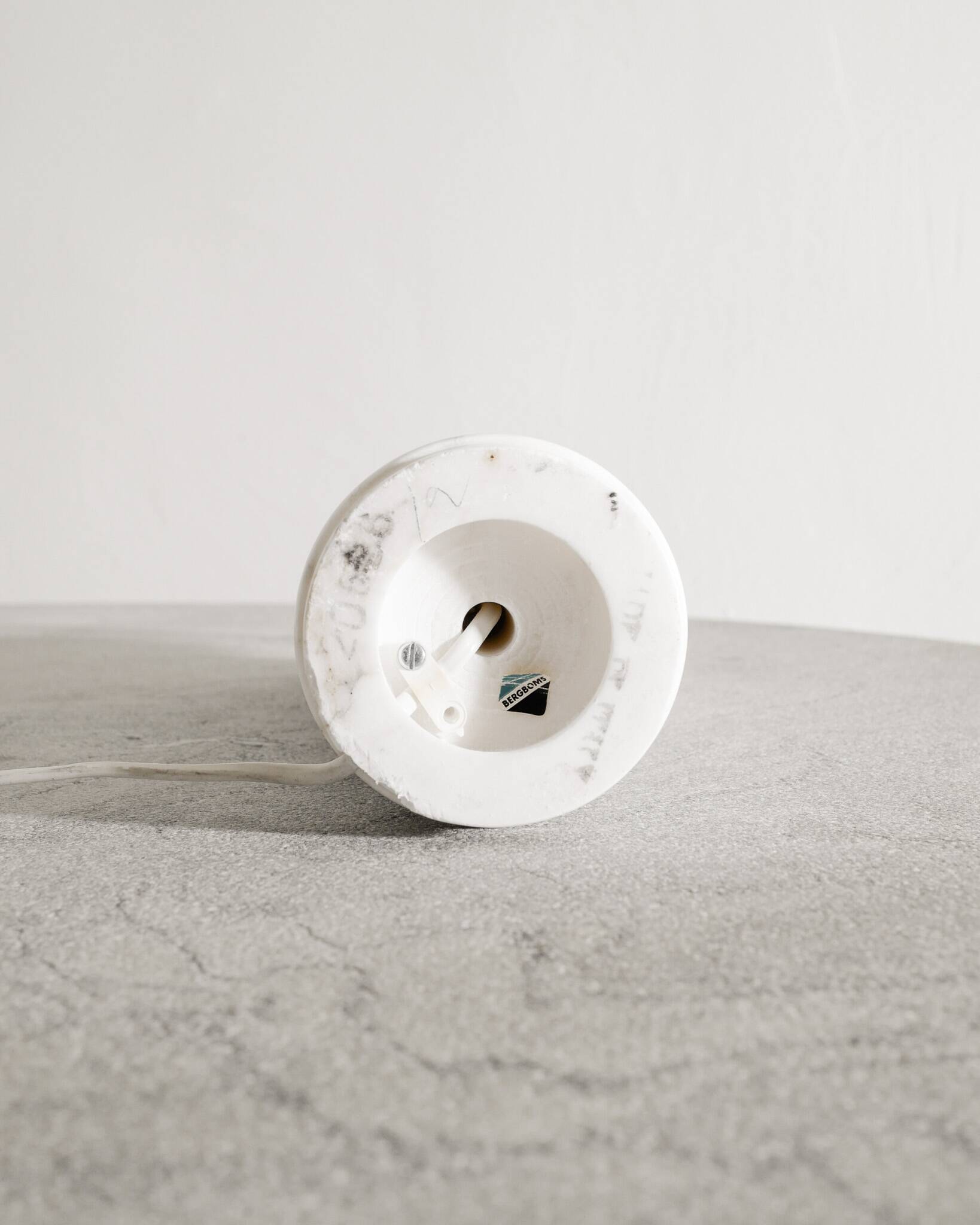 Swedish Mid Century White Marble Cylindrical Table Lamp by Bergboms, 1960s