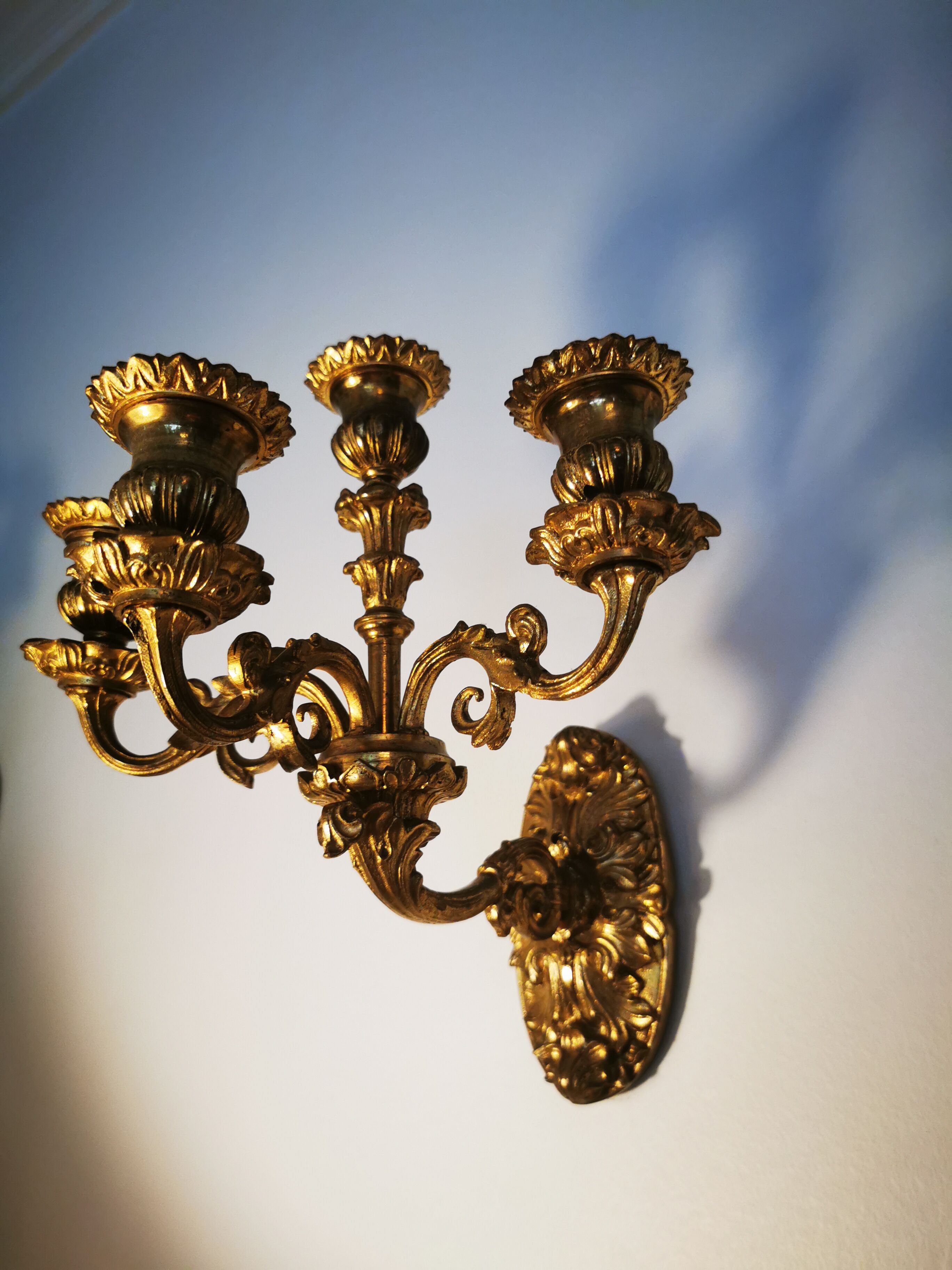 Pair of appliques in gilded bronze and brass late nineteenth h:26CM