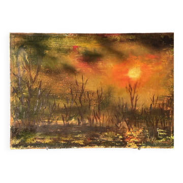 Huile sur toile / annie-claude (ferrando) - 38 x 55 cm - déc.78