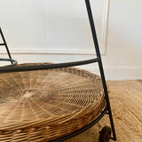 Airborne wicker and metal rolling trolley