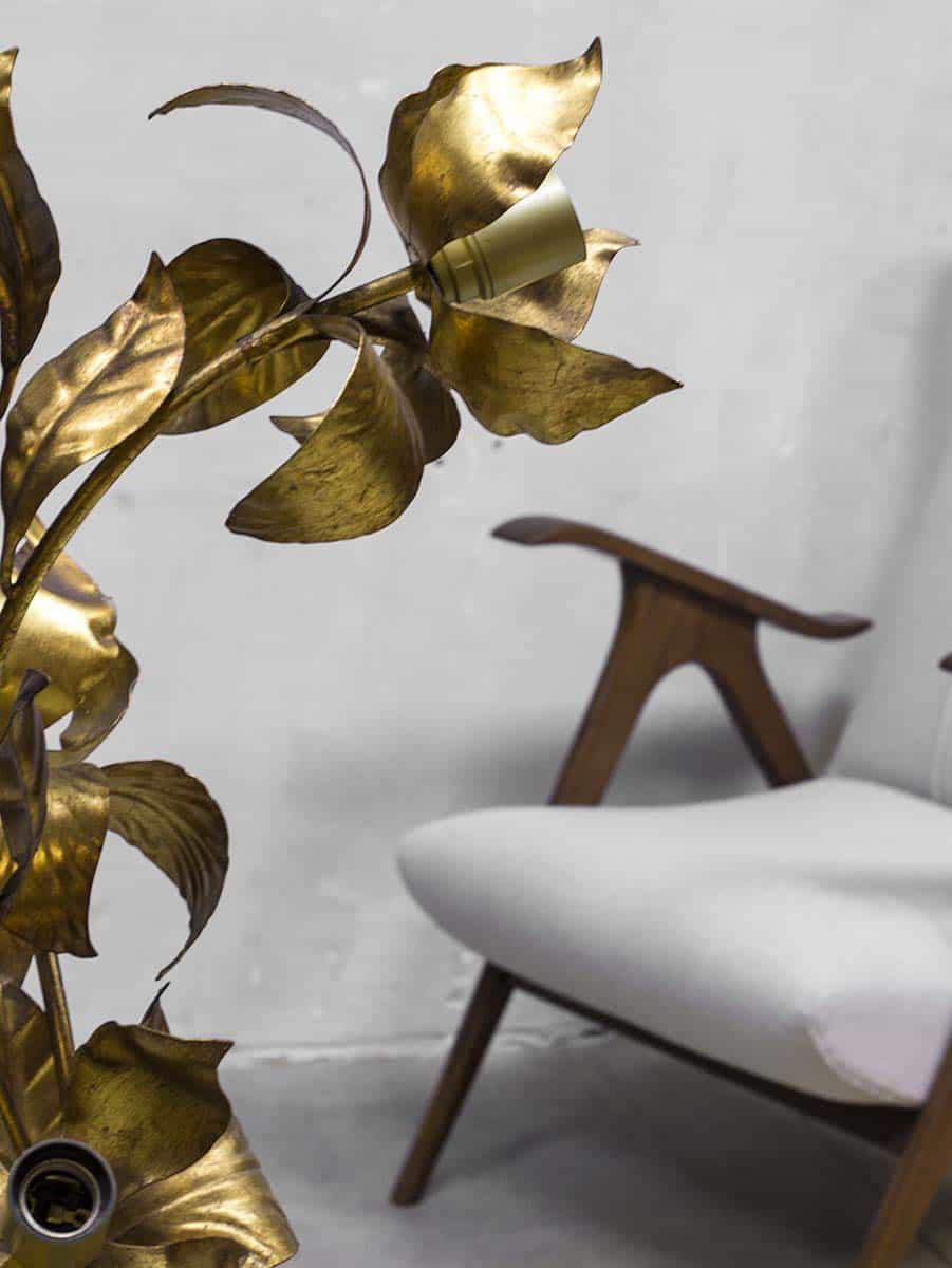 Midcentury modern brass flower floor lamp Hans Kögl