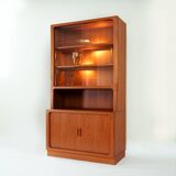 Teak Dyrlund highboard display case with shutter doors