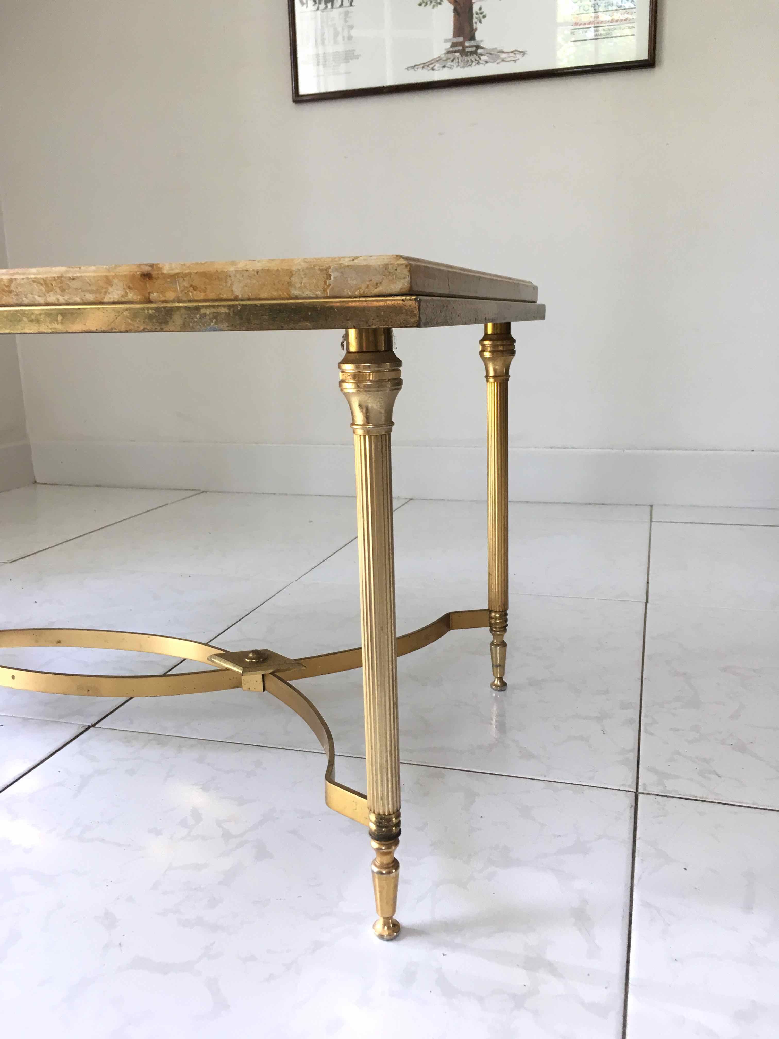 Marble and gilded metal coffee table