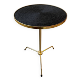 Vintage tripod pedestal table in gold metal