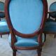 6 walnut and velvet medallion chairs, Louis XVI style