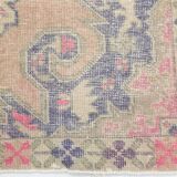 Turkish Cream Pink Oriental Vintage Rug, 121x208Cm