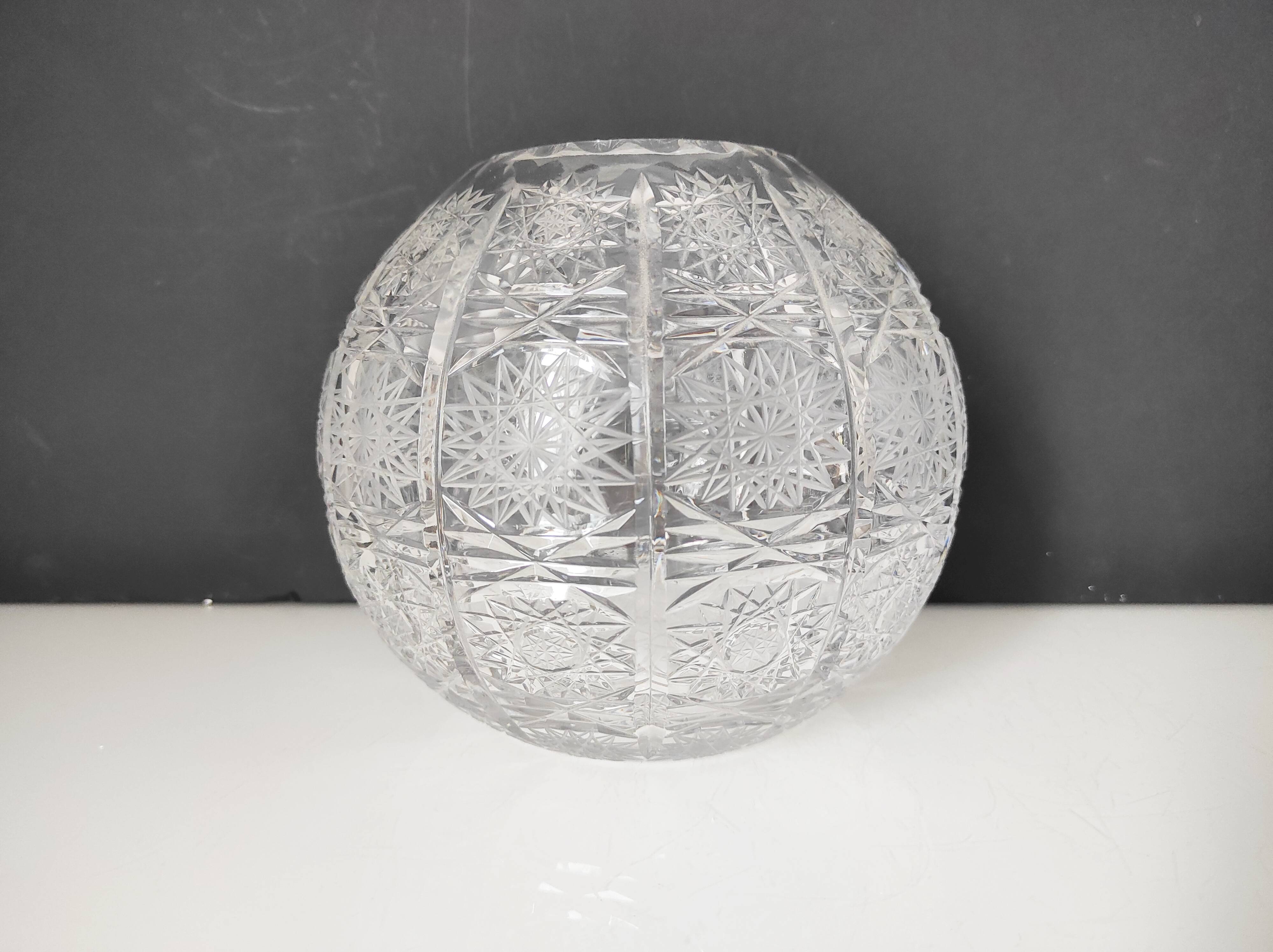 Cut crystal ball vase