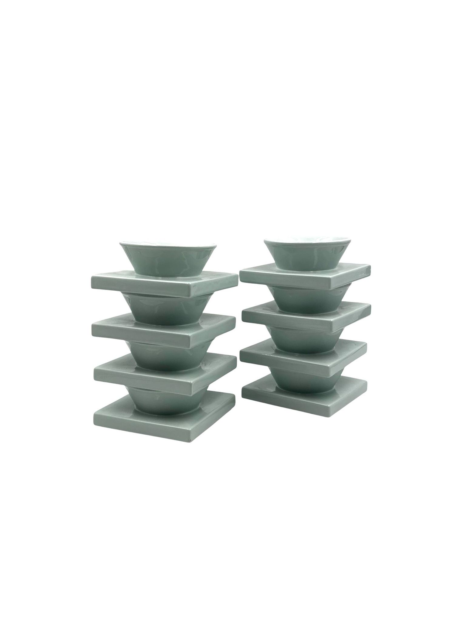 Set of 9 ceramic light blue ceramic bowls, I + I Italy, 1970s