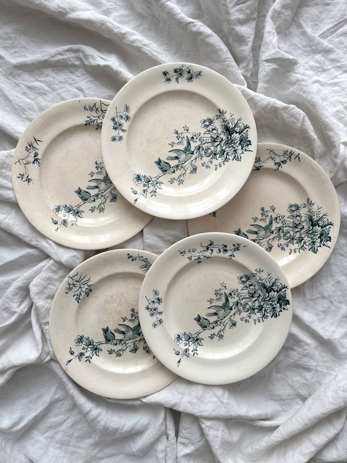 5 “Mignon” Longwy ironstone flat plates
