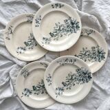 5 assiettes plates en terre de fer « Mignon » Longwy