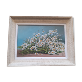 Vintage still life painting with daisies
