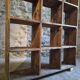Old industrial shelf / room divider in pine, France, early 20th century