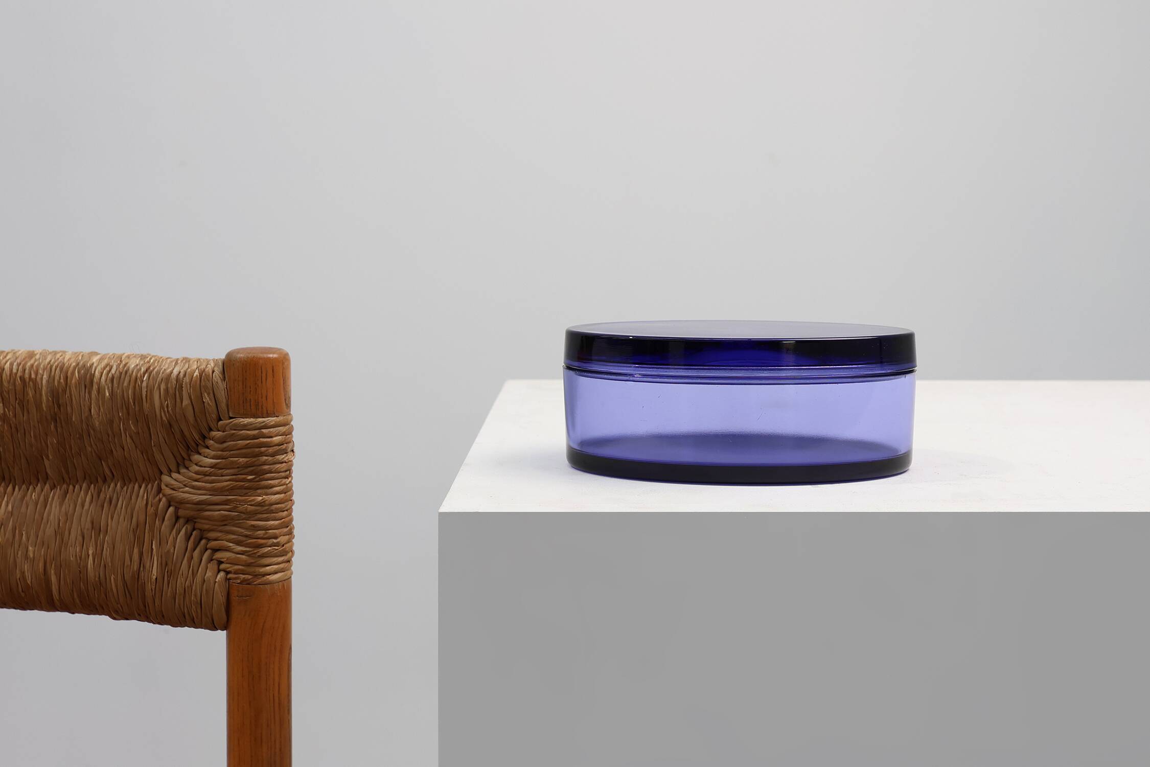 Blue glass Val-Saint-Lambert Vide-Poche, Belgium ca. 1900