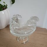 Glass rooster candy / sugar bowl