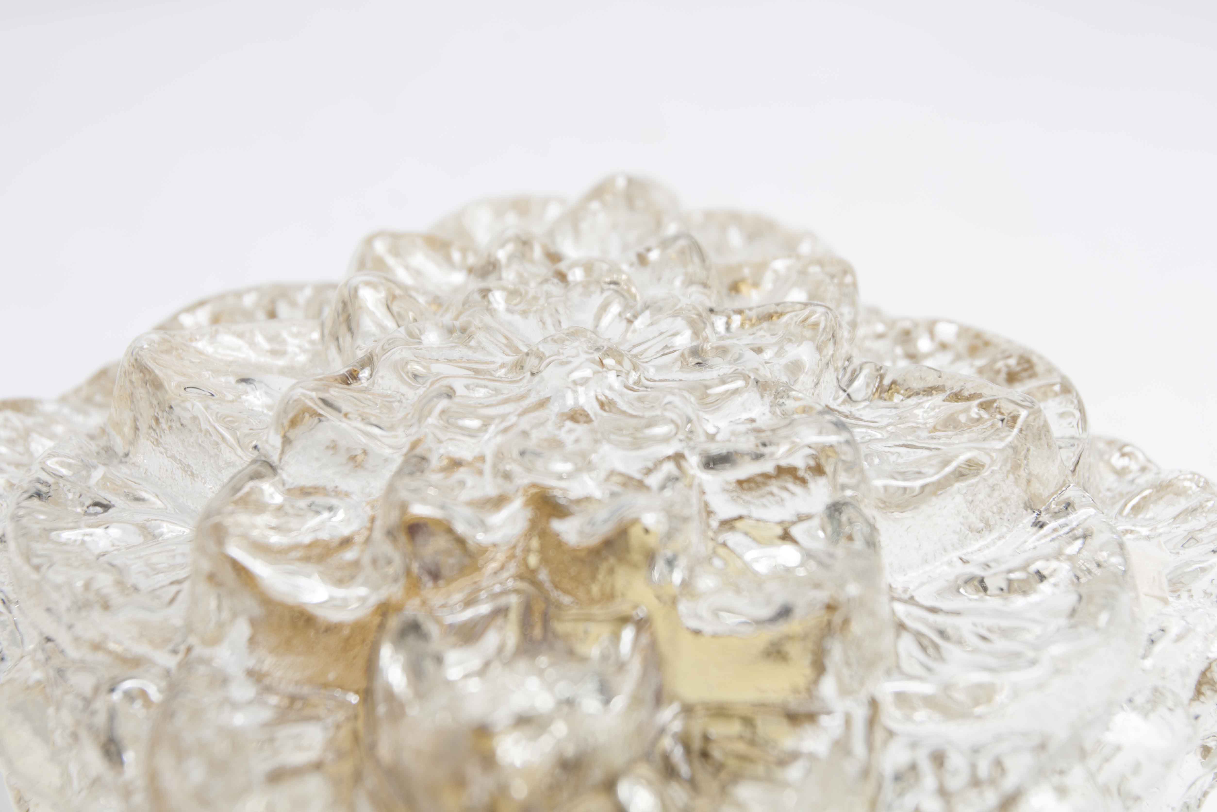 Gold floral glass ceiling light 1960