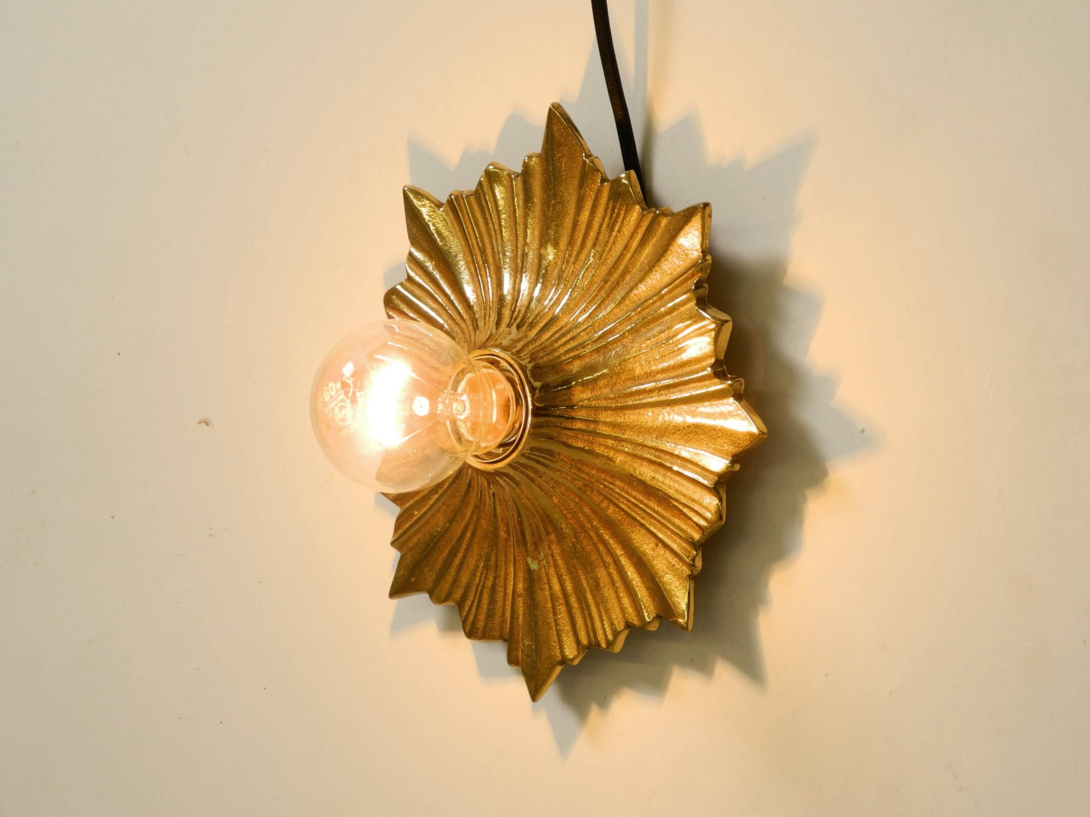 1960s Space Age Star Design Wall or Ceiling Lamps in Bronze