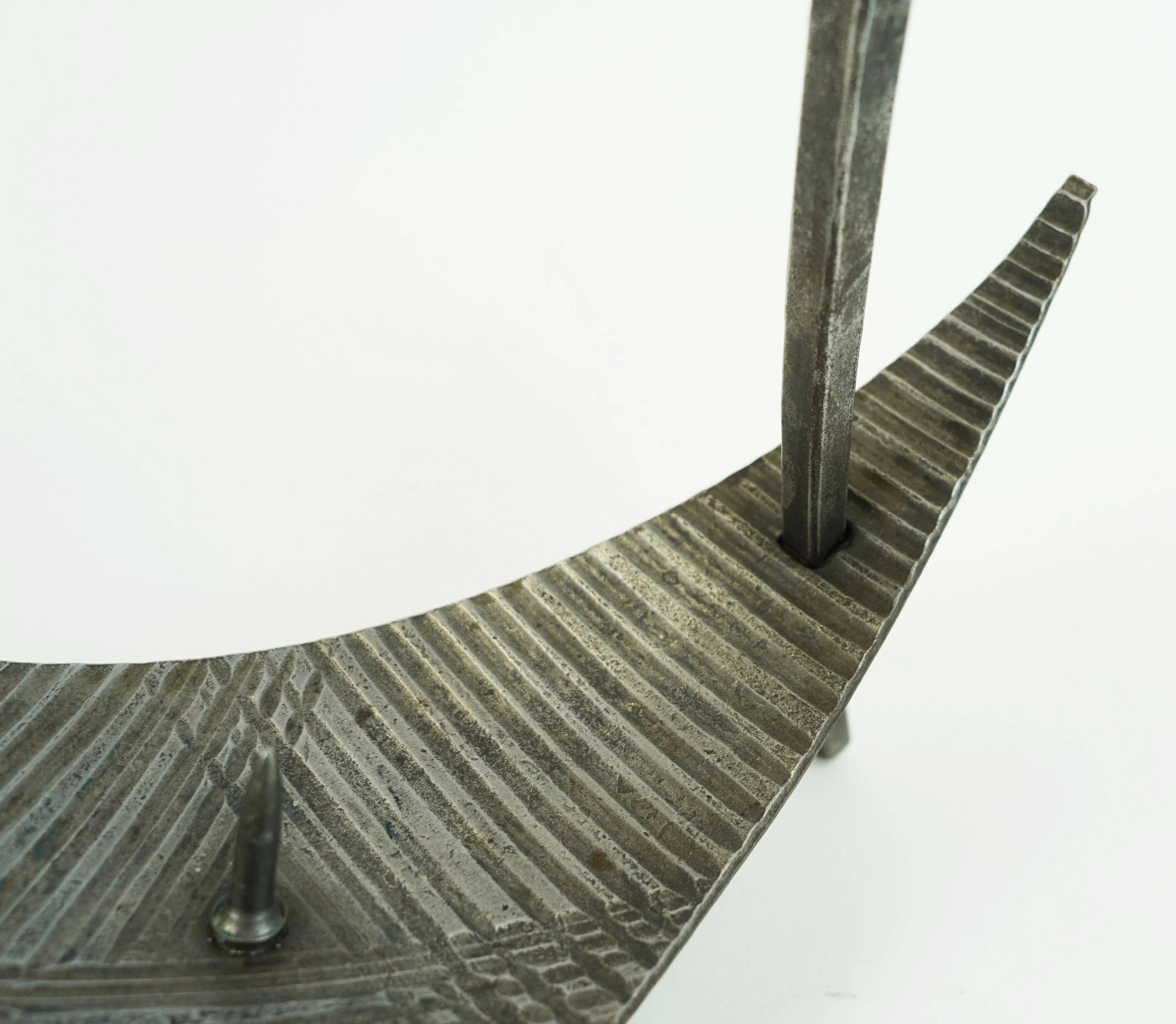 sculptural mid century modern brutalist iron CANDLE HOLDER 1960s 1970s