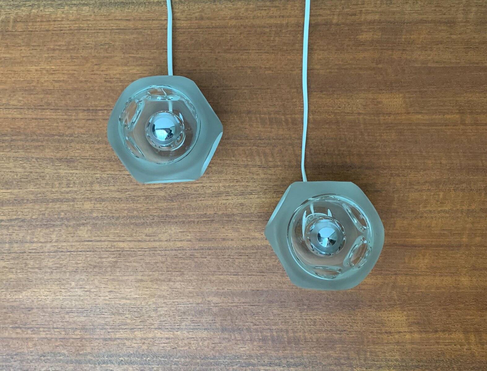 Vintage glass table lamps from Peill & Putzler, set of 2.