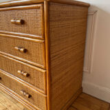 Vintage woven rattan chest of drawers