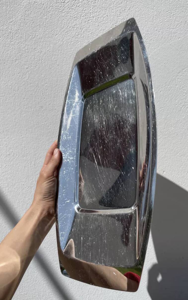 Rectangular stainless steel dish by Rémy Letang