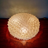 Large brass and frosted glass ceiling light, Hillebrand Lighting, 1970.