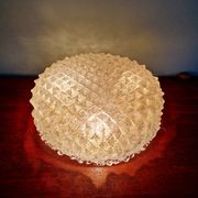 Large brass and frosted glass ceiling light, Hillebrand Lighting, 1970.