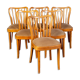 6 Upholstered wooden Mid century Dining Chairs