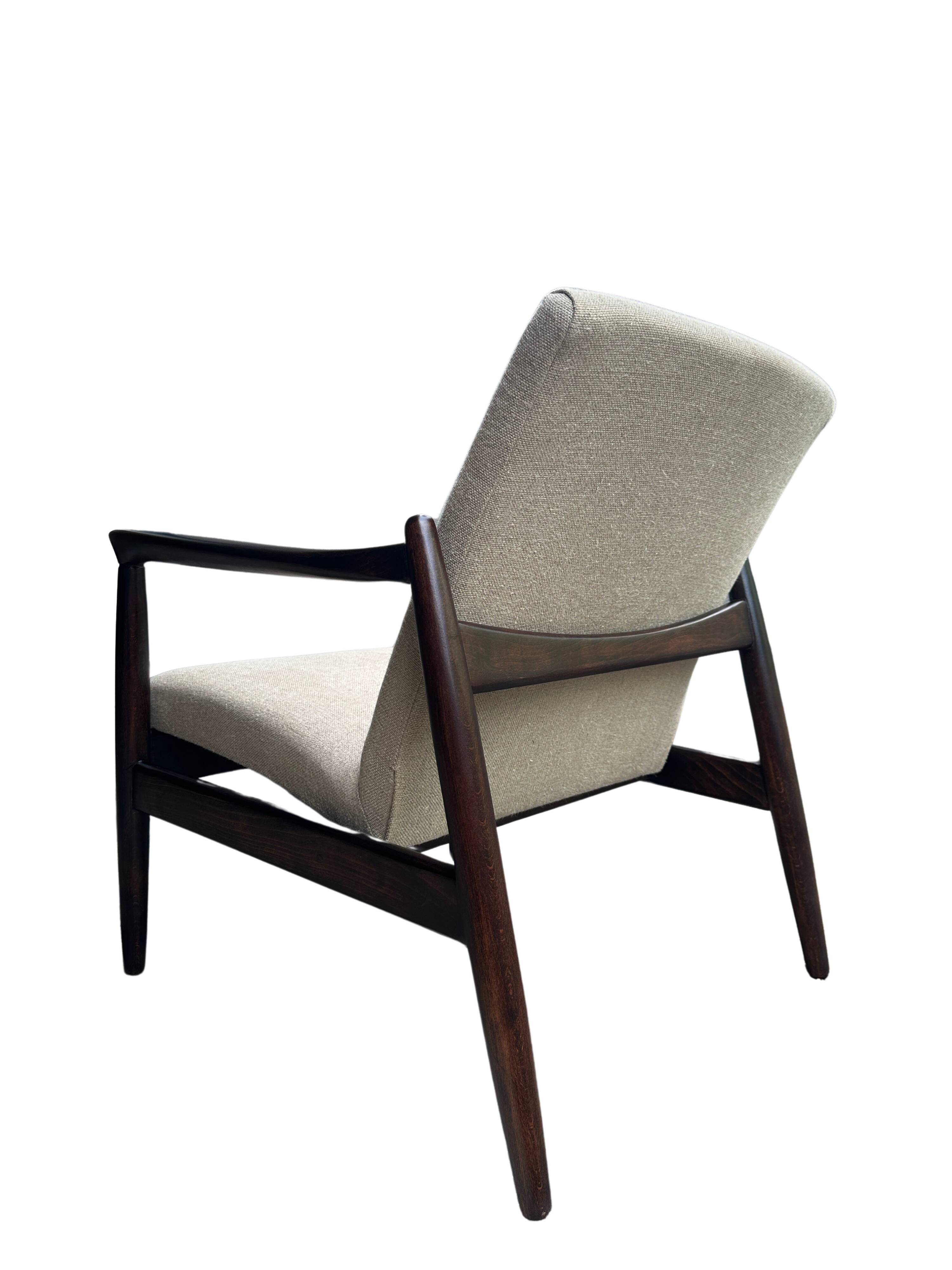 Pair of vintage GFM-64 pure linen armchairs by Edmund Homa, 1960s