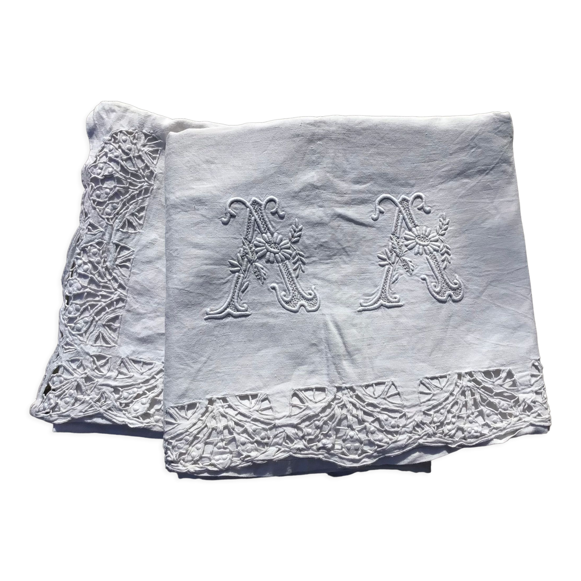 Sheet 2 places linen AA embroidery Richelieu antique